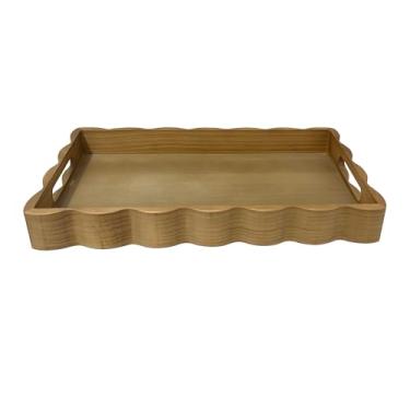 Imagem de JUIOETUR Bandeja decorativa de madeira de pinho com alça bandeja retangular de madeira para café da manhã na cama, mesa de café, mesa de jantar ou cozinha - perfeita para decoração de sala de estar