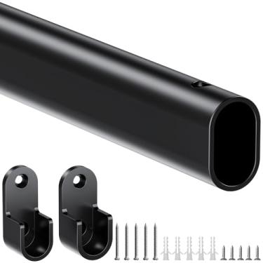 Imagem de Mavivegue Haste oval de armário, varões de armário para pendurar roupas, haste ajustável para armário – expansível 71 a 101 cm, organizador de guarda-roupa para lavanderia, trailer, armazenamento de