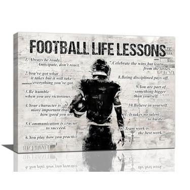 Imagem de Trimety Arte de parede de futebol futebol inspiradora decoração de parede para quarto de meninos placa esportiva pôster em tela cinza decorações para casa impressão pintura arte para homem meninas