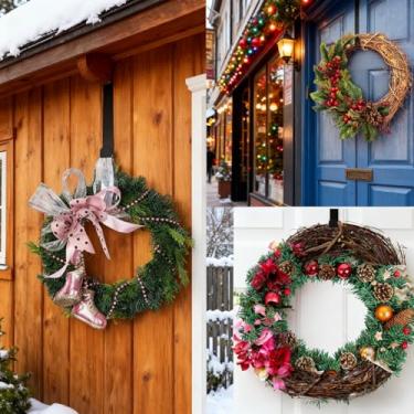 Imagem de Cabides de guirlanda para porta da frente, ganchos sobre a porta com fixação forte para decoração sazonal e diária