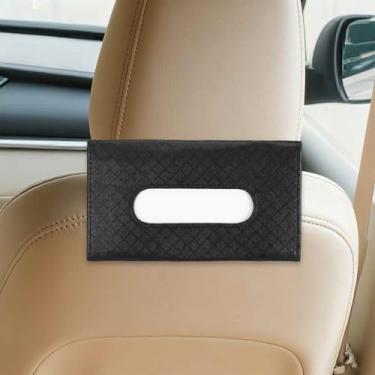 Imagem de HARFINGTON Porta-lenços de papel de carro, caixa de lenços de papel de carro premium em PVC, caixa de guardanapo, viseira solar, suporte de guardanapo para acessórios interiores de veículos, grade