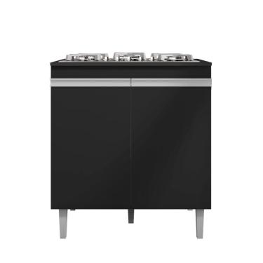 Imagem de Balcão Armário De Cozinha Multiuso Para Cooktop Com Tampo 4 Ou 5 Bocas Andréia Preto- Mabe Magazine