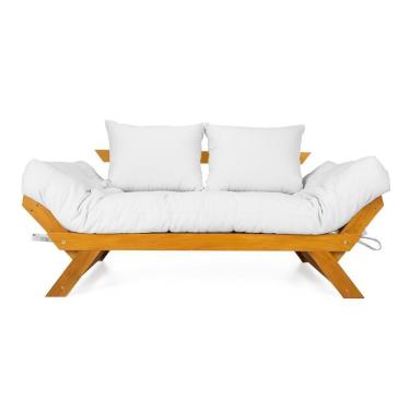 Imagem de Sofá Japão Futon Acquablock Madeira Nobre Natural - Branco Off