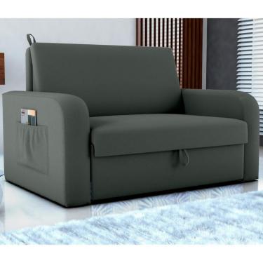 Imagem de Sofá Cama Com Baú 2 Lugares Numey Veludo Maserati Cinza