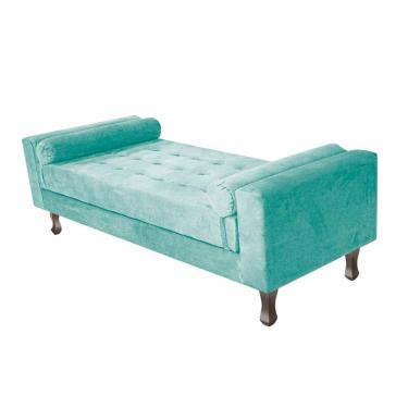 Imagem de Recamier Baú Félix Solteiro 120cm Suede Azul Tiffany
