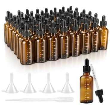 Imagem de Yutlkor Frascos de tintura de 59 ml com balanças precisas para óleos essenciais, frasco de vidro âmbar de 50 ml com conta-gotas, perfumes e produtos químicos de laboratório, garrafa de viagem à prova