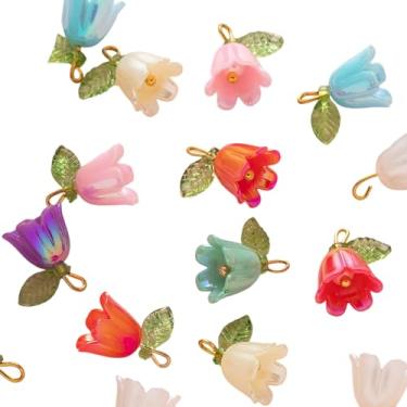 Imagem de ARTISAMILY Brinco de flor de lírio com 40 peças, berloques, porta-chaves, berloques, colar de acrílico floral, pingentes, enfeite de pendurar para artesanato faça você mesmo, joias, fornecedor, 12 x