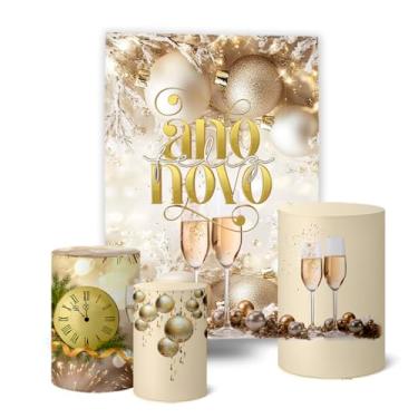 Imagem de Trio Capas Cilindro + Painel 1,50x2,0m Retangular Ano Novo (K6ANV0001)