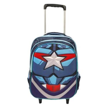 Imagem de Mochila Carrinho Rodinha Alça Alto Relevo Capitao america 3d - pietrix