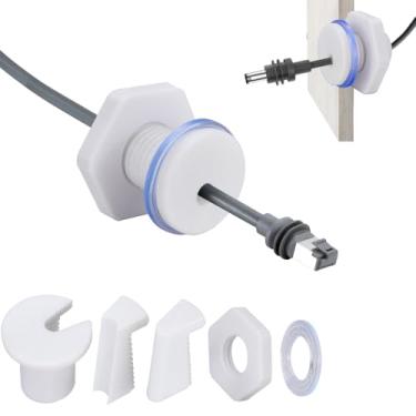 Imagem de Lephchiryn Passagem de cabo RV para Starlink mini, ilhó de cabo RV compatível com Starlink, Ethernet, coaxial, resistente à água e roteamento de cabo RV antiqueda (35 mm/1 peça, branco)