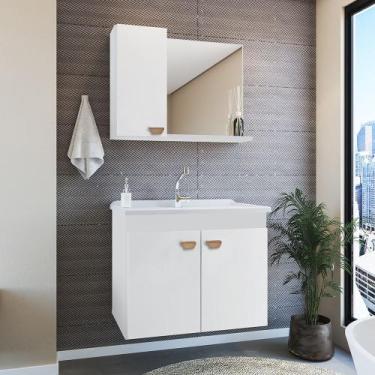 Imagem de Armario de banheiro, Gabinete suspenso Branco com espelho super Luxo -