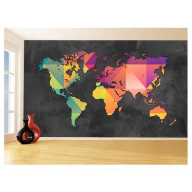 Imagem de Papel De Parede Mapa Mundi Concreto Arte Cores 3,5M Nmu47 - Você Decor