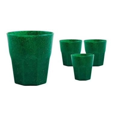 Imagem de Kit 4 Copos Mini Roma Fibra Madeira Verde 300Ml - Bb Store