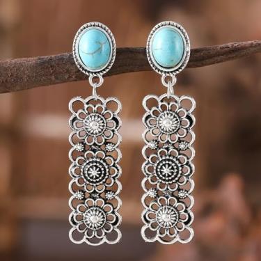 Imagem de Brincos de gota turquesa ocidental para mulheres, estilo boêmio, joia chique, acessório de moda para sua roupa de concerto country, presentes de amizade para mulheres, presentes de Natal