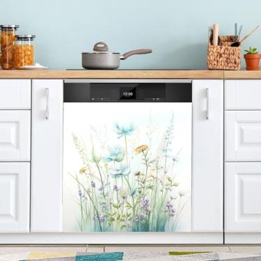 Imagem de ATTX Capa magnética para máquina de lavar louça, 58 cm C x 66 cm A decoração da capa frontal da máquina de lavar louça, adesivos de eletrodomésticos para armário doméstico #81