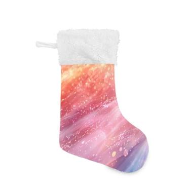 Imagem de GakkiGii Meia grande de Natal com glitter, decoração de Natal para pendurar na parede da árvore da lareira, 45 x 31 cm