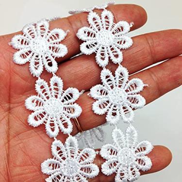 Imagem de PEPPERLONELY 2 metros de acabamento de renda branca com acabamento em fita de margarida para roupas, vestido de costura, fabricação de flores, decoração de festa em casa, casamento, renda, artesanato