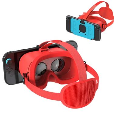 Imagem de Fone de ouvido VR para Nintendo Switch 2 (2025), óculos de realidade virtual Switch 2 com lentes HD ajustáveis e alça de cabeça confortável, óculos 3D para acessórios Switch 2 (azul e laranja)