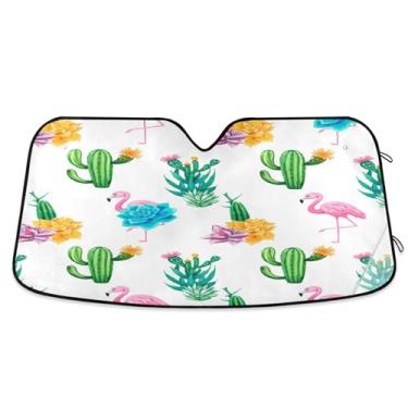 Imagem de SEHANY Pára-brisa de carro cacto planta verde para-sol dobrável janela frontal protetor de viseira solar para carro, SUV, caminhão - Mantenha o veículo fresco, 139 x 70 centímetros