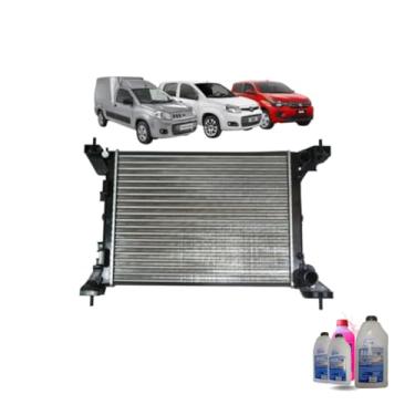 Imagem de Kit Radiador Novo Uno/Pálio Evo 10> Mobi 16> c/Aditivo Rosa e Água Desmineralizada