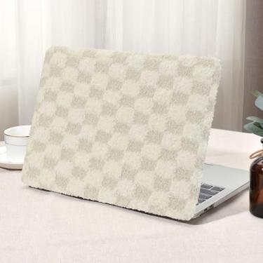 Imagem de Seorsok Compatível com MacBook Pro 33.0 cm capa M2 2023-2016 A2338 M1 A2251 A2289 A2159 A1989 A1708 A1706, capa rígida de plástico de couro sintético xadrez macio e macio, pelúcia cáqui