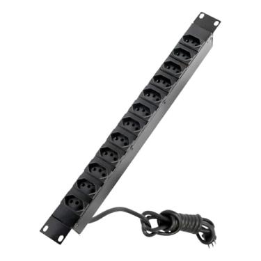 Imagem de Regua Rack 19 20 Amper 12 Tomadas Bivolt Extensão Eletrica Preta Bivolt 110/220