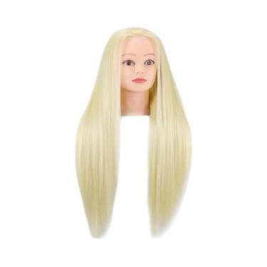 Imagem de Cabeça De Manequim De Cabelo Sintético Para Treinamento De Cabeleireir