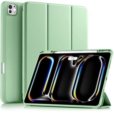 Imagem de Akkerds Capa compatível com iPad Pro de 13 polegadas (M5/M4) 2025/2024, para iPad 13 Pro com suporte para lápis, capa protetora fina com suporte de três dobras com parte traseira de TPU macio