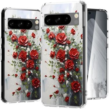 Imagem de LORYVAN Capa para Google Pixel 8 Pro com design de flor, capa de telefone floral transparente à prova de choque TPU macio + protetor de PC rígido para mulheres e meninas (17 cm), foto 13