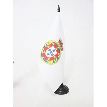 Imagem de Bandeira de mesa do Império Português 1415-2002 12 x 20.3 cm - Bandeira de mesa portuguesa no exterior 21 x 14 cm - Bastão e base de plástico preto - AZ FLAG