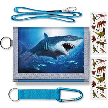 Imagem de Carteiras infantis para meninos – Carteira infantil com três dobras para meninas de 6 a 12 anos, bolso para moedas com zíper e 8 porta-cartões, Dinossauro 3, Dinossauro 3