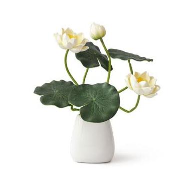 Imagem de Flor artificial com vaso de orquídea, flores de lótus artificiais, arranjos de flores de seda falsa, buquês de flores artificiais com vaso de cerâmica
