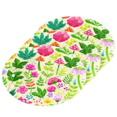 Imagem de Wassud Flores coloridas (2) esponja de polpa de madeira para pratos, pacote com 3 esponjas de cozinha para limpeza, esfregão resistente para panelas antiaderentes, esponjas de lavar louça para pia