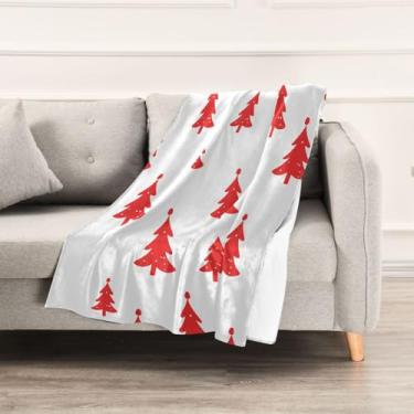 Imagem de Wassud Cobertores e mantas de Natal 152 x 228 cm com estampa de árvore de Natal para sofá, cobertor quente aconchegante de lã de pelúcia para cama, sofá, cadeira, decoração de casa