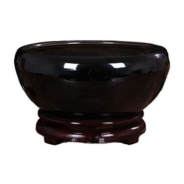 Imagem de YYBOES Vaso de cerâmica para lírio de água, vaso hidropônico grande, de cerâmica, lótus, cobre, moeda, grama, utensílio hidropônico, aquário, floral, decoração de casa
