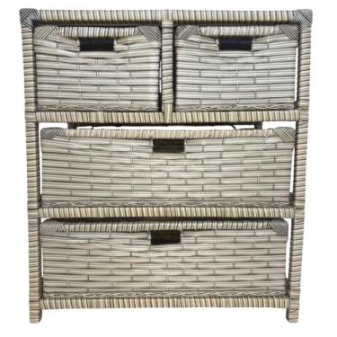 Imagem de Gaveteiro Tipo Cômoda Grande 4 Gavetas – Organizador para Quarto Casal ou Solteiro em Fibra Sintética(Capuccino)