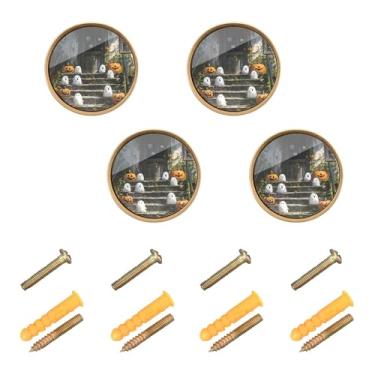 Imagem de xigua 4 puxadores de armário fofos pequenos fantasmas redondos de zinco sólido, puxadores decorativos de 3,5 cm para armário de banheiro, cômoda, armário e guarda-roupa