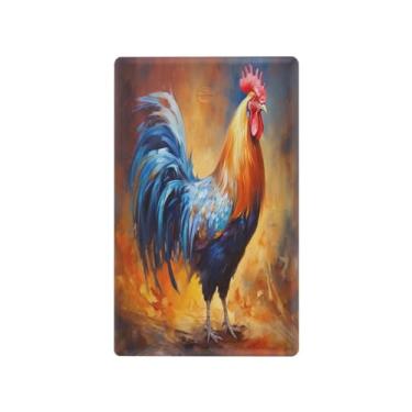 Imagem de Wassud Placa de cobertura para interruptor de luz, 1 capa de tomada em branco, placa de parede, galo colorido, decoração de casa, sala de estar, quarto, decoração