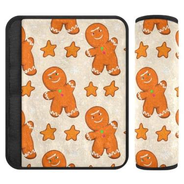 Imagem de Burbuja Capa de cinto de segurança masculina Gingerbread para carro, macio, confortável, protetor de cinto de segurança para alça de ombro de assento, 1 par médio