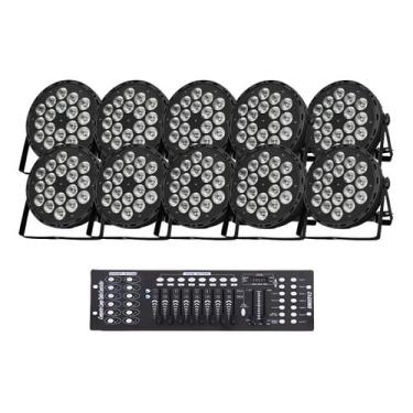 Imagem de 10 Canhao Refletor 18 Leds Rgbw 12w Quadriled + Mesa Dmx - NoBrand, 12