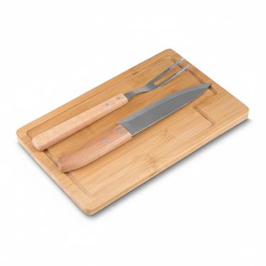 Imagem de Kit 3 Peças para Churrasco BBQ Easy Profissional Tábua, Garfo, e Faca