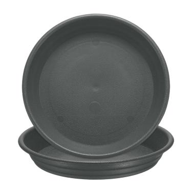 Imagem de 2 peças de pires de plantas de plástico 13,2 cm bandejas de gotejamento redondas pires de vaso de flores base de flores bandeja de drenagem inferior para plantadores internos e externos, cinza-preto