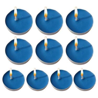 Imagem de Kit 10 Velas Azul Rechaud Parafina Decoração - Meta Atacado