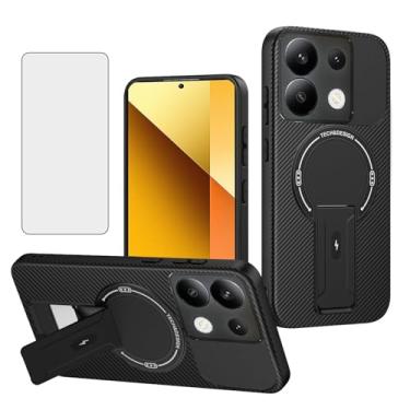 Imagem de Asuwish Capa de telefone para Xiaomi Redmi Note 13 5G capa magnética de fibra de carbono com protetor de tela de vidro temperado e suporte protetor fino macio acessórios para celular Note13 135G