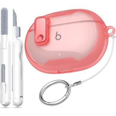 Imagem de RFUNGUANGO Capa protetora transparente para New Beats Studio Buds + (2023) / Beats Studio Buds (2021), trava de segurança para capa protetora Beats Studio Buds Plus com kit de limpeza/chaveiro