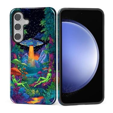 Imagem de Kapadiy Capa para Samsung Galaxy S24, design de plantas de nave espacial alienígena de silicone de proteção dupla híbrida + capa protetora de policarbonato rígido à prova de choque fina antiarranhões