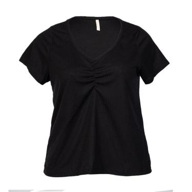 Imagem de Blusa Feminina Rechsul Plus Size Ribana Canelada Preto-Feminino