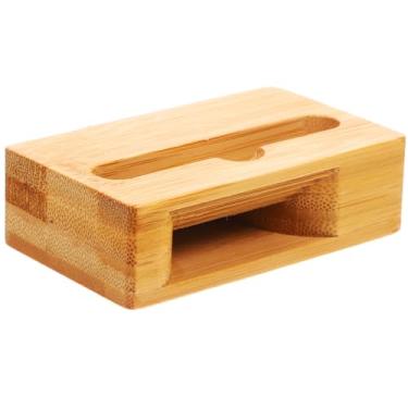 Imagem de SHINEOFI Suporte de amplificador de som de madeira para celular com ressonância de eco retrô de grão de madeira para assistir a vídeos e proteção contra arranhões