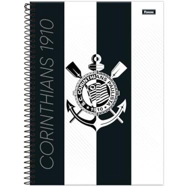Imagem de Caderno Corinthians FORONI Universitário ESPIRAL - 10M 160 Folhas (Escudo Pedro e Branco)