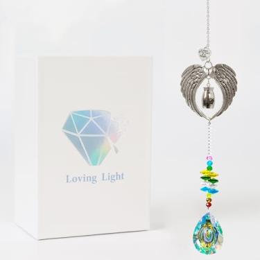 Imagem de Curntiy Pequena urna de lembrança para cinzas humanas, mini urna de memorial de apanhador de sol de cristal com asas de anjo penduradas, mini urnas de cremação para mulheres e homens, 2 cm, urna